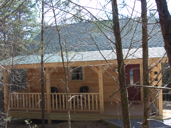 front of cabin and porch