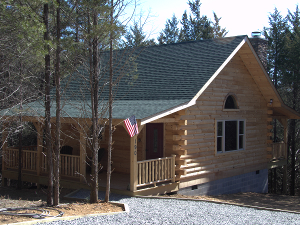 log cabin view from front